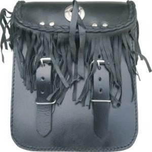 Leather Motorcycle Sissy Bar Bag with Fringes and Braids