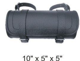 Plain Small Round Tool Bag with Pebble Grain Finish Cowhide Leather