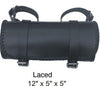Large Round Tool Bag with Cowhide Leather Plain, Braided, Laced, Stud