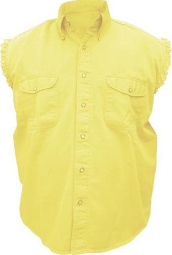 Men's Yellow Sleeveless Shirt 100% Cotton Twill