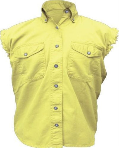 Women's Yellow Sleeveless Shirt 100% Cotton Twill