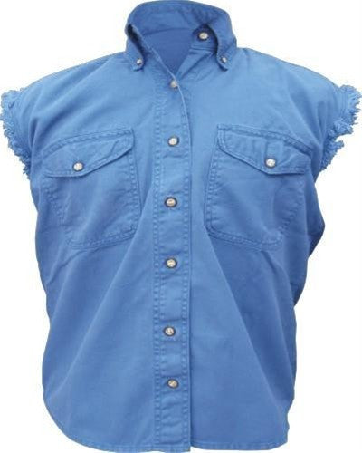 Women's Dark Blue Sleeveless Shirt 100% Cotton Twill