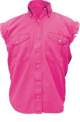 Women's Pink Sleeveless Shirt 100% Cotton Twill