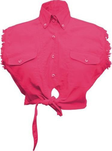 Ladies Sleeveless Tie-up Shirt 100% Cotton Twill Red