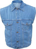 Men's 14.5oz. Denim Vest with Collar in Black or Blue