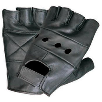 Leather Fingerless Motorcycle Gloves with Padded Palm