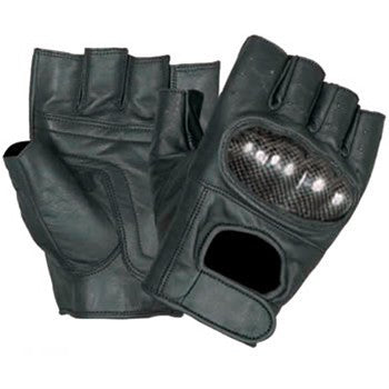 Leather Fingerless Motorcycle Gloves with Kevlar Knuckles