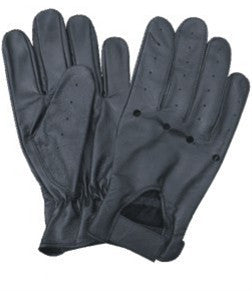 Black Leather Driving Gloves with Holes on the Knuckles