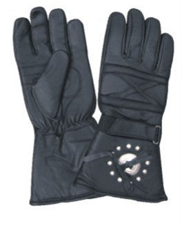 Padded Motorcycle Riding gloves with Silver Concho & Studs