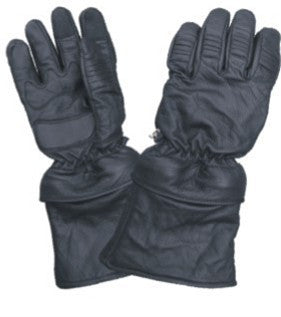 Padded Leather Motorcycle Riding Gloves with Removable Zippered Cuffs