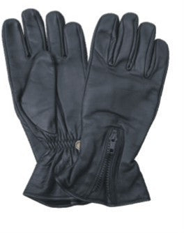 Leather Motorcycle Riding Gloves with Zippered Back