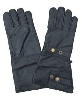 Leather Motorcycle Gauntlet Riding Gloves Lined with 2 Snap Closure
