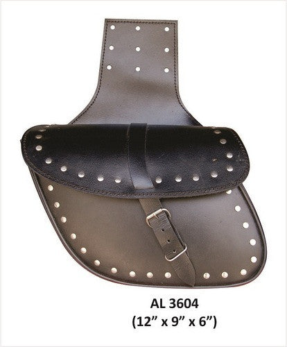 Studded Leather Throwover Motorcycle Saddlebags