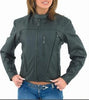 Women's Soft Leather Motorcycle Jacket with Front and Back Vents