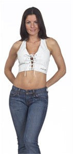 Ladies White Leather Halter with Laces in the Front