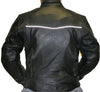 Mens Vented Naked Leather Motorcycle Jacket Night Vision Reflectors