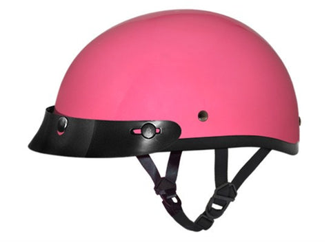 Daytona D.O.T Skull Cap Motorcycle Helmet Hi Gloss Pink with Visor