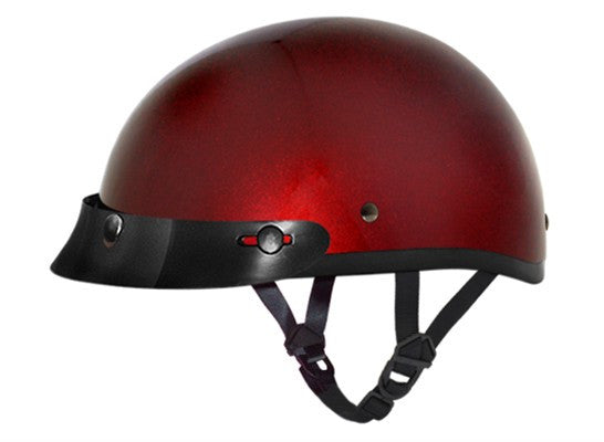 Daytona D.O.T Skull Cap Motorcycle Helmet Black Cherry Red