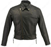 Mens Made in USA Classic Black 1.6-1.8 mm Thick Naked Leather Motorcycle Jacket