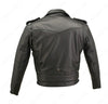 Mens Made in USA Thick Black Naked Leather D Pocket Motorcycle Jacket