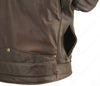 Mens Made in USA Brown Distressed Leather D Pocket Motorcycle Jacket