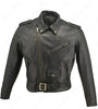 Men's Made in USA Classic Style Black Naked Leather Motorcycle Jacket Gun Pockets