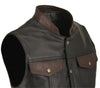 Men's Made in USA Horsehide Stand up Collar Leather Two Tone Motorcycle Vest