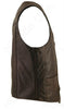 Men's Made in USA Brown Distressed Naked Leather Basic Motorcycle Vest Gun Pockets