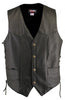 Mens Made in USA Black Naked Leather Motorcycle Vest Solid Back Gun Concealment Pockets