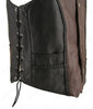 Made in USA Black and Brown Two Tone Naked Leather Buffalo Nickel Biker Vest Braid Trim Gun Pockets
