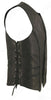 Men's Made in USA Black Naked Leather Buffalo Nickel Motorcycle Vest Braid Trim Gun Pockets