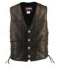 Men's Made in USA Black or Brown Naked Leather Buffalo Nickel Cruising Biker Vest Gun Concealment Pockets