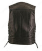 Men's Made in USA Black or Brown Naked Leather Buffalo Nickel Cruising Biker Vest Gun Concealment Pockets