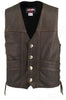Men's Made in USA Brown Naked Leather Buffalo Nickel Motorcycle Vest