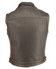 Men's Made in USA Brown Distressed Leather Denim Style Motorcycle Vest Gun Pockets