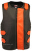 Made in USA Bulletproof Style Leather Motorcycle Vest Black/Orange