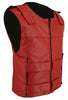 Made in USA Leather Bullet Proof Style Zippered Motorcycle Vest Red