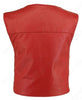 Made in USA Leather Bullet Proof Style Zippered Motorcycle Vest Red