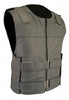 Made in USA Leather Bullet Proof Style Zippered Motorcycle Vest Grey