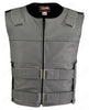 Made in USA Leather Bullet Proof Style Zippered Motorcycle Vest Grey