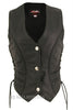Ladies Made in USA Naked Leather Motorcycle Vest with Braid Trim