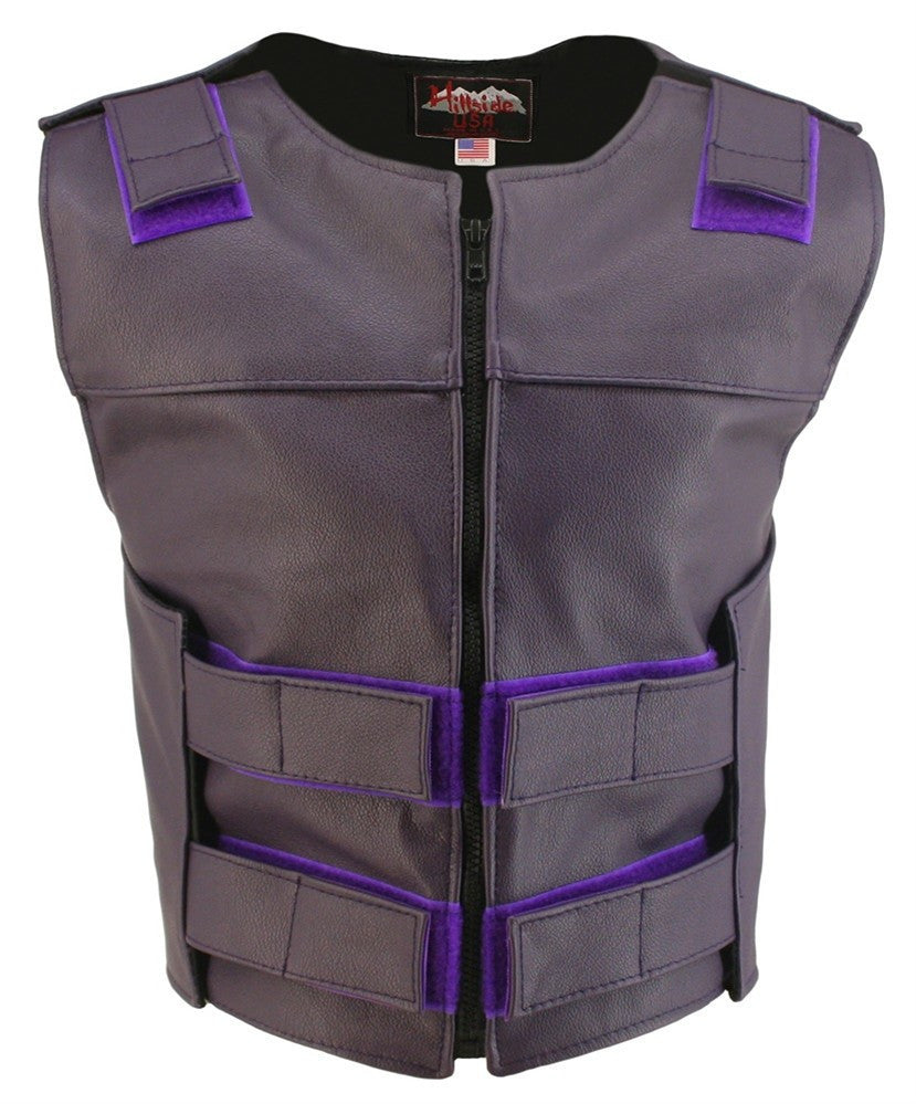 Womens Made in USA Zippered Bullet Proof Style Leather Motorcycle Vest
