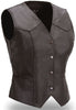 Sweet Sienna Women's Black Leather Classic Motorcycle Vest with Snap Front
