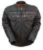 Mens Leather Vented Motorcycle Jacket Reflective Savage Skulls Gun Pockets Armor Pockets