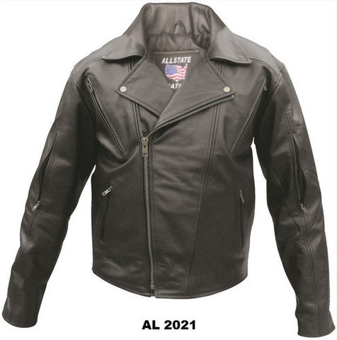 Men's Black Vented Buffalo Leather Motorcycle Jacket