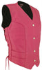 Ladies Hot Pink Made in USA Leather Motorcycle Vest Side Laces