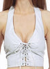 Ladies White Leather Halter with Laces in the Front