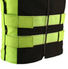 Made in USA Leather & Cordura Zippered Motorcycle Vest Lime Green Black