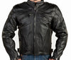 Mens Soft Naked Leather Biker Jacket with Armor Air Vents and Solid Back for Patches