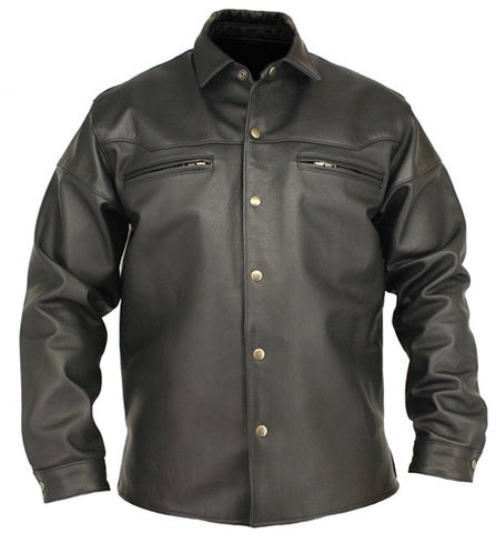 Mens Made in USA Black Or Brown Naked Leather Motorcycle Shirt